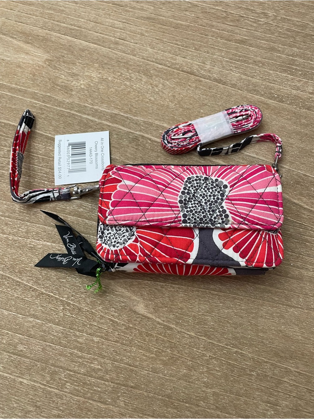 Vera Bradley Cheery Blossoms Wristlet / Crossbody with Detachable Straps
